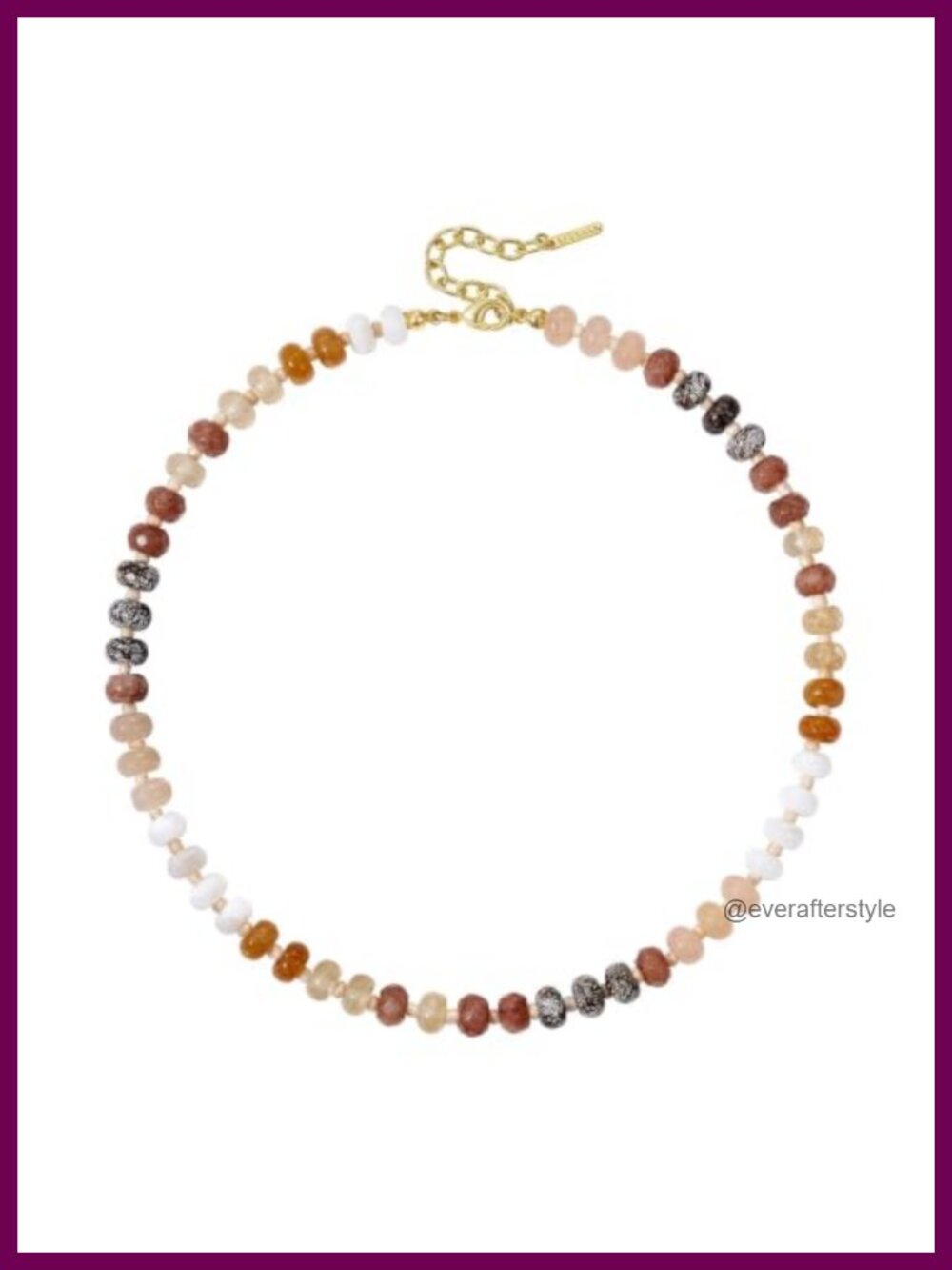 KissYan Beaded Choker Necklace Natural Gemstone Handmade 14K Gold Plated Clasp